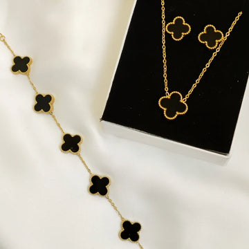 Premium 4-Leaf Clover Set – Earrings, Bracelet & Necklace