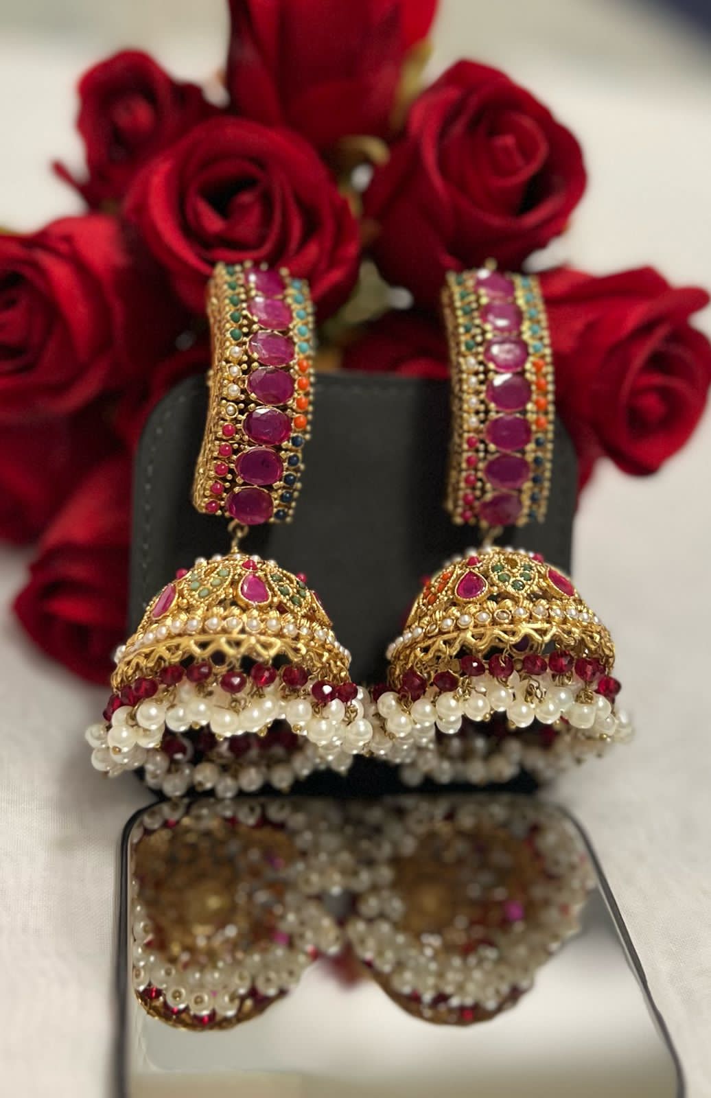 Kundan Pearl Jhumkas