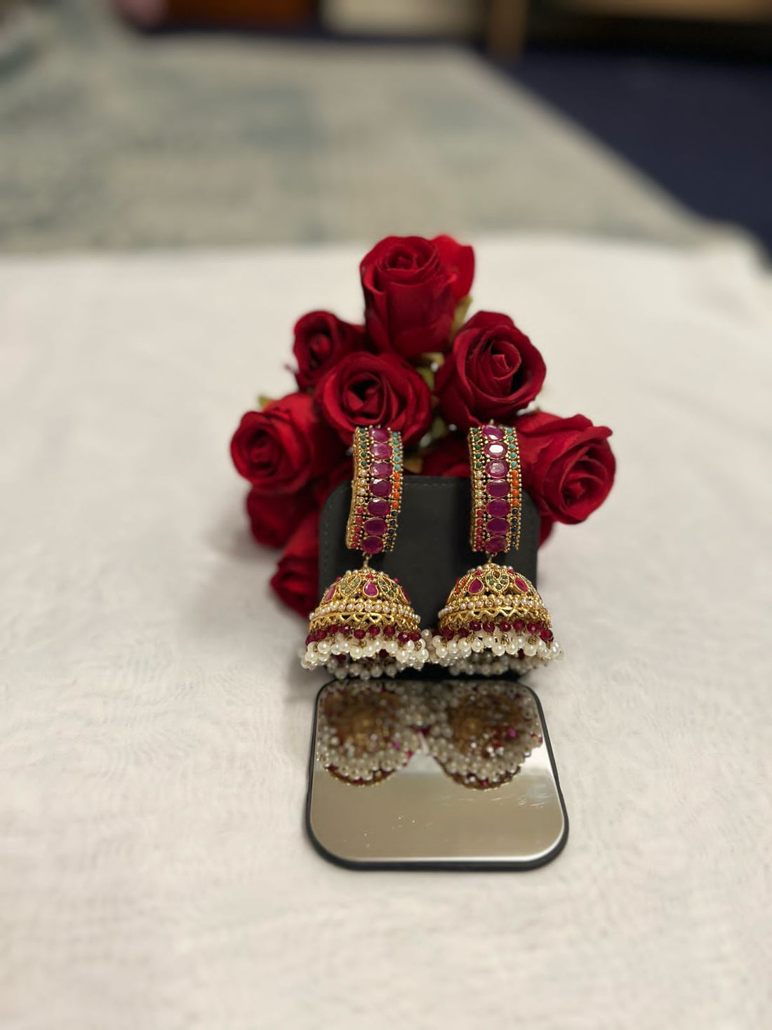 Kundan Pearl Jhumkas
